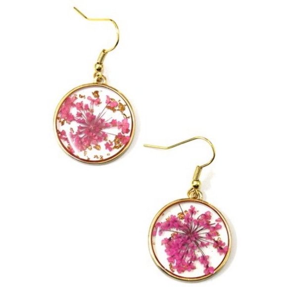 The Wild Clover Jewelry - HARPER PINK FLORAL RESIN DROP EARRINGS